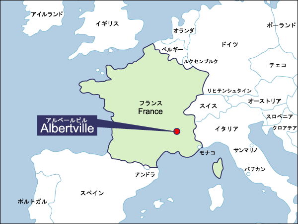 冬季第16回アルベールビル大会開催地地図（拡大）