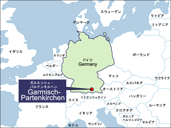 冬季第4回ガルミッシュ・パルテンキルヘン大会開催地地図（拡大）
