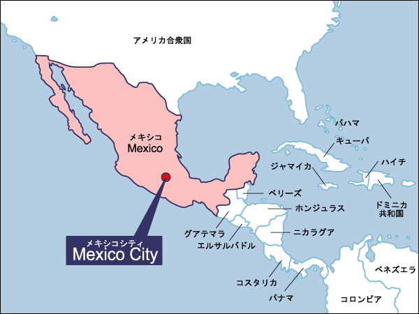 夏季第19回メキシコシティ大会開催地地図 拡大
