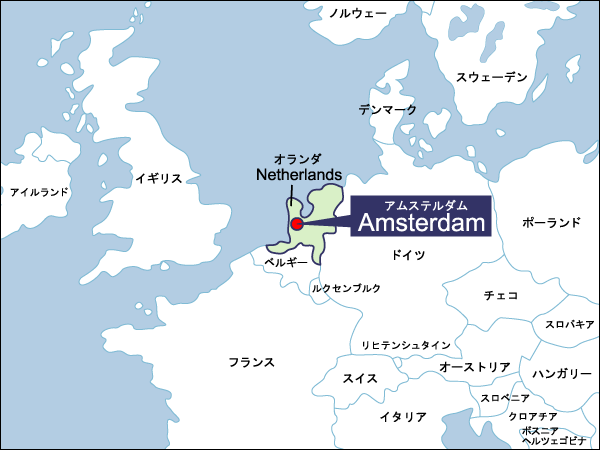 夏季第9回アムステルダム大会開催地地図（拡大）