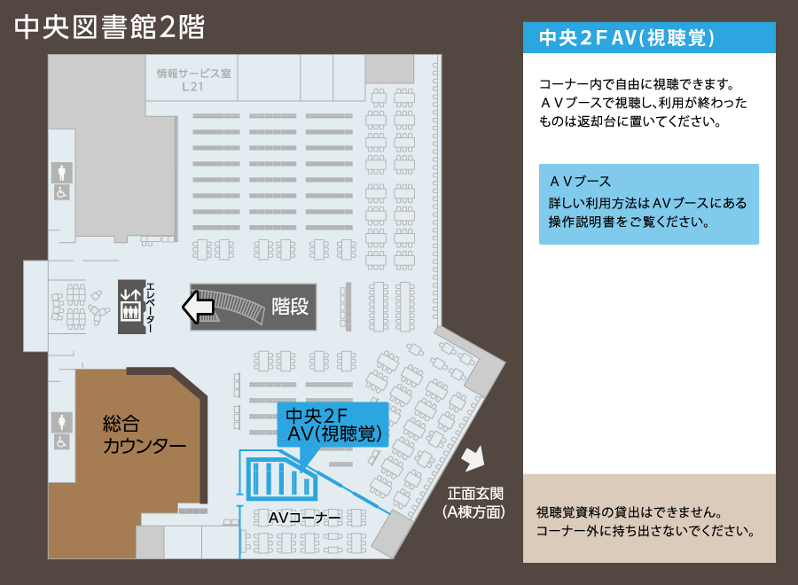 中央図書館2階所在マップ