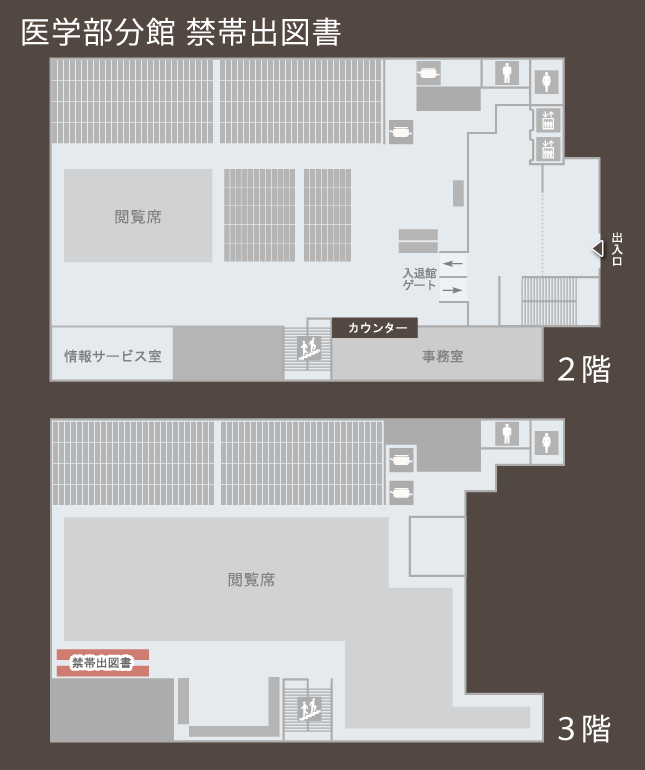 医学部分館禁帯出所在マップ